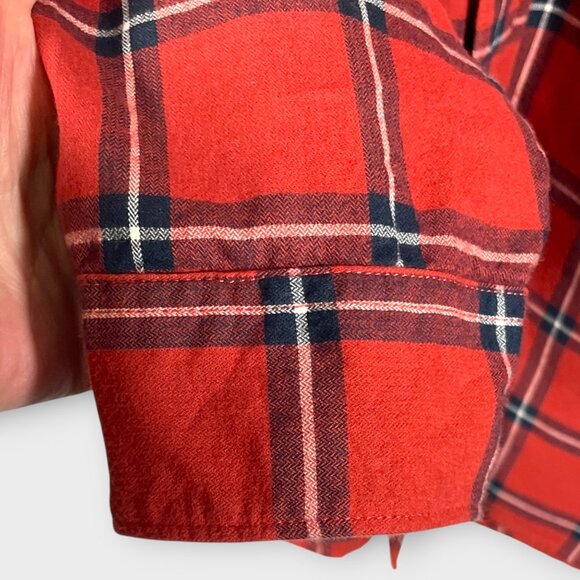 TIMBERLAND Regular Fit Light Flannel Shirt Mens XXL Burnt Orange Plaid Outdoor - Picture 7 of 10